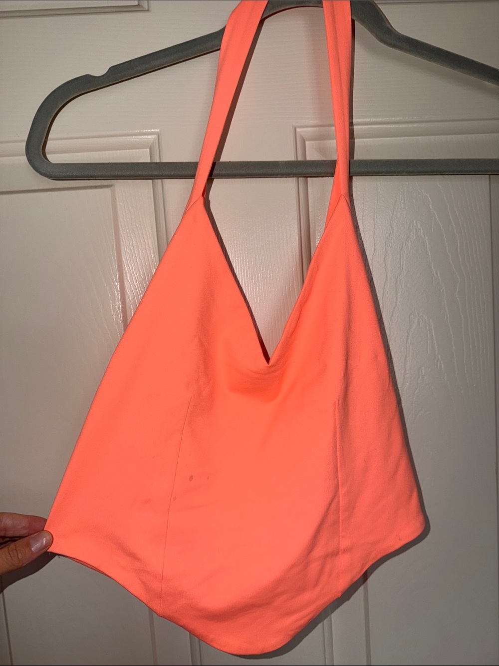 Neon Coral Halter Crop Top